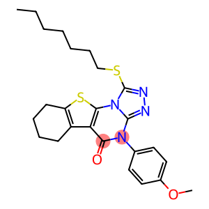 1-(heptylsulfanyl)-4-(4-methoxyphenyl)-6,7,8,9-tetrahydro[1]benzothieno[3,2-e][1,2,4]triazolo[4,3-a]pyrimidin-5(4H)-one