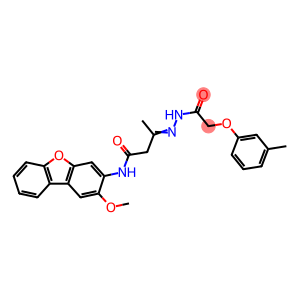 Acetic acid, 2-(3-methylphenoxy)-, 2-[3-[(2-methoxy-3-dibenzofuranyl)amino]-1-methyl-3-oxopropylidene]hydrazide