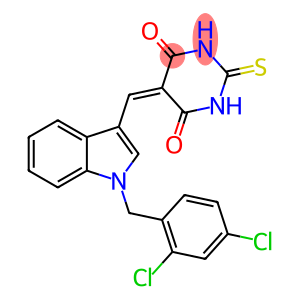 5-{[1-(2,4-dichlorobenzyl)-1H-indol-3-yl]methylene}-2-thioxodihydro-4,6(1H,5H)-pyrimidinedione