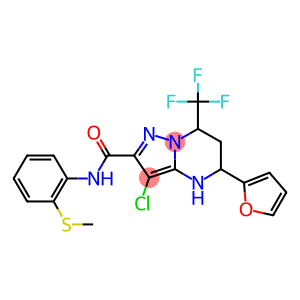 3-chloro-5-(2-furyl)-N-[2-(methylsulfanyl)phenyl]-7-(trifluoromethyl)-4,5,6,7-tetrahydropyrazolo[1,5-a]pyrimidine-2-carboxamide
