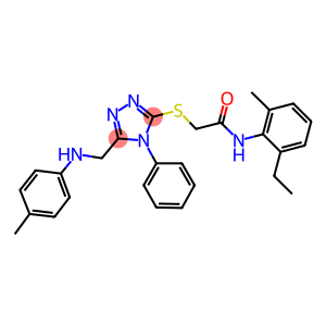 N-(2-ethyl-6-methylphenyl)-2-{[4-phenyl-5-(4-toluidinomethyl)-4H-1,2,4-triazol-3-yl]sulfanyl}acetamide