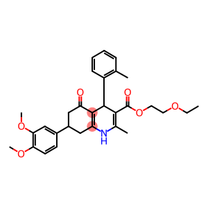 2-ethoxyethyl 7-(3,4-dimethoxyphenyl)-2-methyl-4-(2-methylphenyl)-5-oxo-1,4,5,6,7,8-hexahydro-3-quinolinecarboxylate