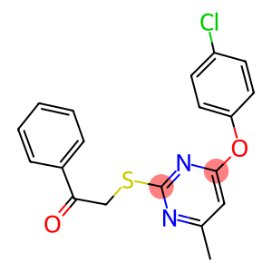 2-{[4-(4-chlorophenoxy)-6-methyl-2-pyrimidinyl]sulfanyl}-1-phenylethanone