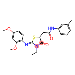 2-{2-[(2,4-dimethoxyphenyl)imino]-3-ethyl-4-oxo-1,3-thiazolidin-5-yl}-N-(3-methylphenyl)acetamide