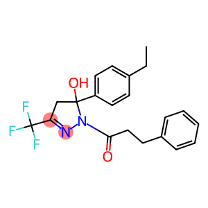 5-(4-ethylphenyl)-1-(3-phenylpropanoyl)-3-(trifluoromethyl)-4,5-dihydro-1H-pyrazol-5-ol