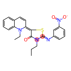 5-(1-ethyl-2(1H)-quinolinylidene)-2-({3-nitrophenyl}imino)-3-propyl-1,3-thiazolidin-4-one