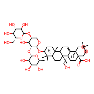 Olean-12-en-28-oic acid, 3-[(O-6-deoxy-α-L-mannopyranosyl-(1→2)-O-[β-D-glucopyranosyl-(1→4)]-α-L-arabinopyranosyl)oxy]-27-hydroxy-, (3β)-