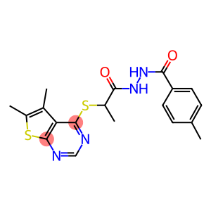 2-[(5,6-dimethylthieno[2,3-d]pyrimidin-4-yl)sulfanyl]-N'-(4-methylbenzoyl)propanohydrazide