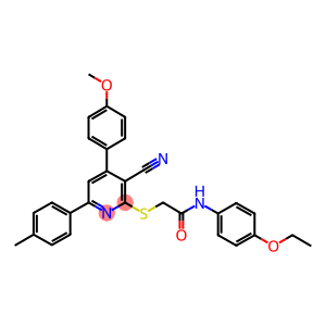 2-{[3-cyano-4-(4-methoxyphenyl)-6-(4-methylphenyl)-2-pyridinyl]sulfanyl}-N-(4-ethoxyphenyl)acetamide