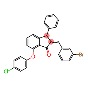 1H-Inden-1-one, 2-[(3-bromophenyl)methylene]-7-(4-chlorophenoxy)-2,3-dihydro-3-phenyl-