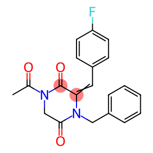 1-ACETYL-4-BENZYL-3-[(4-FLUOROPHENYL)METHYLENE]TETRAHYDRO-2,5-PYRAZINEDIONE