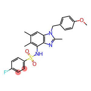 4-FLUORO-N-[1-(4-METHOXYBENZYL)-2,5,6-TRIMETHYL-1H-1,3-BENZIMIDAZOL-4-YL]BENZENESULFONAMIDE