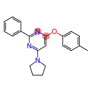 Pyrimidine, 4-(4-methylphenoxy)-2-phenyl-6-(1-pyrrolidinyl)-