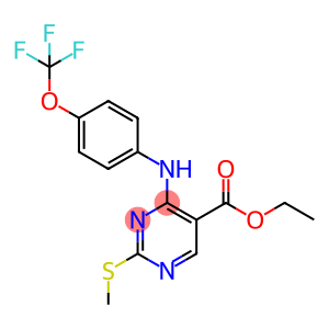 ETHYL 2-(METHYLSULFANYL)-4-[4-(TRIFLUOROMETHOXY)ANILINO]-5-PYRIMIDINECARBOXYLATE