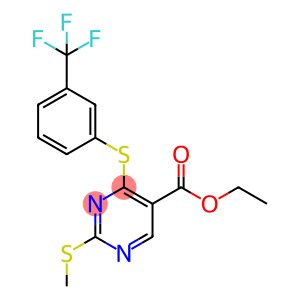 ETHYL 2-(METHYLSULFANYL)-4-([3-(TRIFLUOROMETHYL)PHENYL]SULFANYL)-5-PYRIMIDINECARBOXYLATE