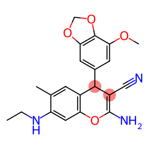 4 H -1-Benzopyran-3-carbonitrile, 2-amino-7-(ethylamino)-4-(7-methoxy-1,3-benzodioxol-5-yl)-6-methyl- (9CI, ACI)