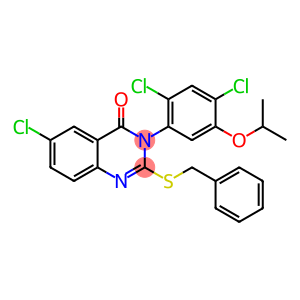 2-(benzylsulfanyl)-6-chloro-3-[2,4-dichloro-5-(propan-2-yloxy)phenyl]-3,4-dihydroquinazolin-4-one