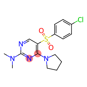5-(4-chlorobenzenesulfonyl)-N,N-dimethyl-4-(pyrrolidin-1-yl)pyrimidin-2-amine