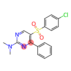 5-[(4-CHLOROPHENYL)SULFONYL]-N,N-DIMETHYL-4-PHENYL-2-PYRIMIDINAMINE