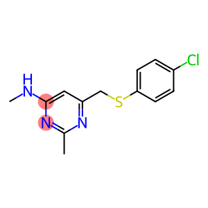 6-([(4-CHLOROPHENYL)SULFANYL]METHYL)-N,2-DIMETHYL-4-PYRIMIDINAMINE