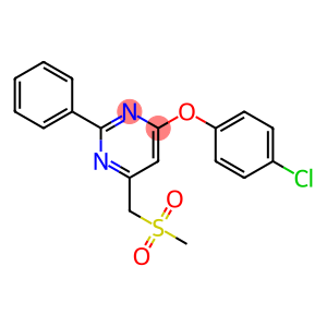 4-(4-CHLOROPHENOXY)-6-[(METHYLSULFONYL)METHYL]-2-PHENYLPYRIMIDINE