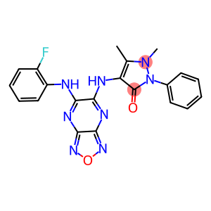 4-{[6-(2-fluoroanilino)[1,2,5]oxadiazolo[3,4-b]pyrazin-5-yl]amino}-1,5-dimethyl-2-phenyl-1,2-dihydro-3H-pyrazol-3-one
