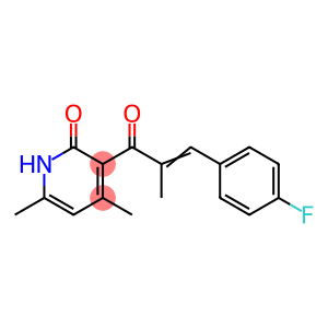 2(1H)-Pyridinone, 3-[3-(4-fluorophenyl)-2-methyl-1-oxo-2-propen-1-yl]-4,6-dimethyl-