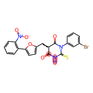 (5E)-1-(3-bromophenyl)-5-[[5-(2-nitrophenyl)furan-2-yl]methylidene]-2-sulfanylidene-1,3-diazinane-4,6-dione