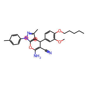 6-amino-4-[3-methoxy-4-(pentyloxy)phenyl]-3-methyl-1-(4-methylphenyl)-1,4-dihydropyrano[2,3-c]pyrazole-5-carbonitrile