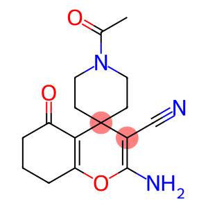 2-amino-3-cyano-1'-acetyl-5-oxo-5,6,7,8-tetrahydrospiro[4H-chromene-4,4'-piperidine]