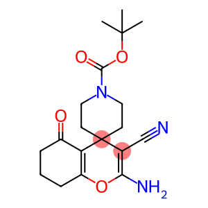 2-amino-3-cyano-1'-(tert-butoxycarbonyl)-5-oxo-5,6,7,8-tetrahydrospiro[4H-chromene-4,4'-piperidine]