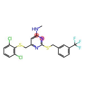 6-([(2,6-DICHLOROPHENYL)SULFANYL]METHYL)-N-METHYL-2-([3-(TRIFLUOROMETHYL)BENZYL]SULFANYL)-4-PYRIMIDINAMINE