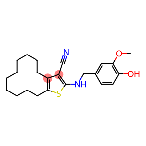 2-[(4-hydroxy-3-methoxybenzyl)amino]-4,5,6,7,8,9,10,11,12,13-decahydrocyclododeca[b]thiophene-3-carbonitrile