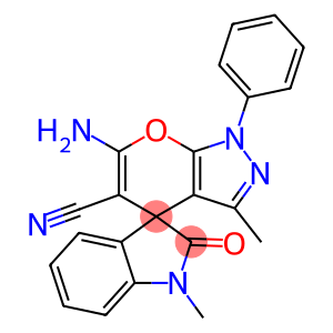 6'-amino-1,3'-dimethyl-1'-phenyl-1,1',3,4'-tetrahydro-2-oxospiro(2H-indole-3,4'-pyrano[2,3-c]pyrazole)-5'-carbonitrile