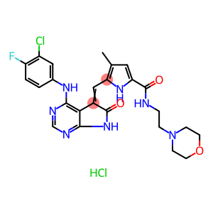 5-[[4-[(3-Chloro-4-fluorophenyl)amino]-6,7-dihydro-6-oxo-5H-pyrrolo[2,3-d]pyrimidin-5-ylidene]methyl]-4-methyl-N-[2-(4-morpholinyl)ethyl]-1H-pyrrole-2-carboxamide hydrochloride