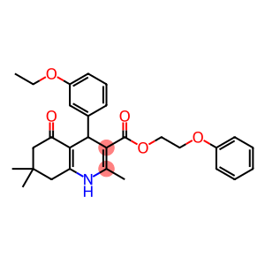 3-Quinolinecarboxylic acid, 4-(3-ethoxyphenyl)-1,4,5,6,7,8-hexahydro-2,7,7-trimethyl-5-oxo-, 2-phenoxyethyl ester