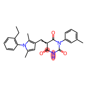 (5E)-5-{[1-(2-ethylphenyl)-2,5-dimethyl-1H-pyrrol-3-yl]methylidene}-1-(3-methylphenyl)pyrimidine-2,4,6(1H,3H,5H)-trione