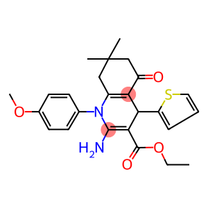 ethyl 2-amino-1-(4-methoxyphenyl)-7,7-dimethyl-5-oxo-4-(2-thienyl)-1,4,5,6,7,8-hexahydro-3-quinolinecarboxylate