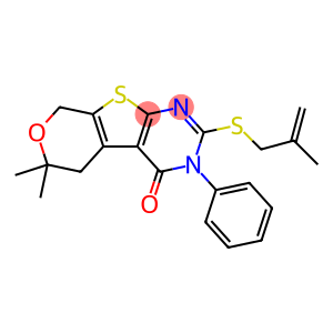 6,6-dimethyl-2-[(2-methyl-2-propenyl)sulfanyl]-3-phenyl-3,5,6,8-tetrahydro-4H-pyrano[4',3':4,5]thieno[2,3-d]pyrimidin-4-one