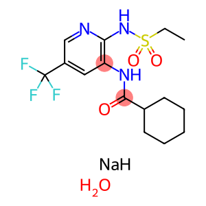 Cyclohexanecarboxamide, N-[2-[(ethylsulfonyl)amino]-5-(trifluoromethyl)-3-pyridinyl]-, sodium salt, hydrate (1:1:1)