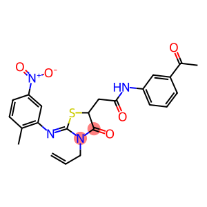 N-(3-acetylphenyl)-2-[3-allyl-2-({5-nitro-2-methylphenyl}imino)-4-oxo-1,3-thiazolidin-5-yl]acetamide