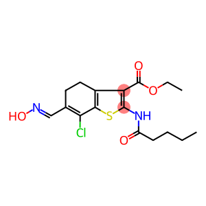 ethyl 7-chloro-6-[(hydroxyimino)methyl]-2-(pentanoylamino)-4,5-dihydro-1-benzothiophene-3-carboxylate