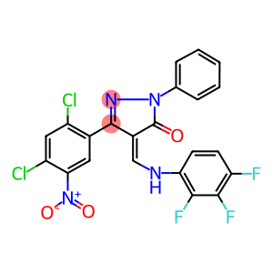 5-{2,4-dichloro-5-nitrophenyl}-2-phenyl-4-[(2,3,4-trifluoroanilino)methylene]-2,4-dihydro-3H-pyrazol-3-one