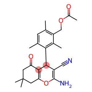 3-(2-amino-3-cyano-7,7-dimethyl-5-oxo-5,6,7,8-tetrahydro-4H-chromen-4-yl)-2,4,6-trimethylbenzyl acetate