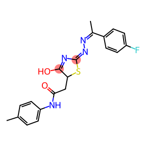 2-(2-{[1-(4-fluorophenyl)ethylidene]hydrazono}-4-hydroxy-2,5-dihydro-1,3-thiazol-5-yl)-N-(4-methylphenyl)acetamide