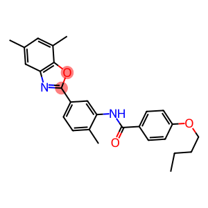 4-butoxy-N-[5-(5,7-dimethyl-1,3-benzoxazol-2-yl)-2-methylphenyl]benzamide