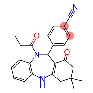 4-(3,3-dimethyl-1-oxo-10-propionyl-2,3,4,5,10,11-hexahydro-1H-dibenzo[b,e][1,4]diazepin-11-yl)benzonitrile