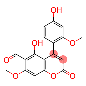 5-Hydroxy-4-(4-hydroxy-2-methoxyphenyl)-7-methoxy-2-oxo-2H-1-benzopyran-6-carbaldehyde