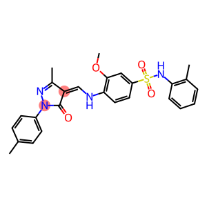 3-methoxy-4-({[3-methyl-1-(4-methylphenyl)-5-oxo-1,5-dihydro-4H-pyrazol-4-ylidene]methyl}amino)-N-(2-methylphenyl)benzenesulfonamide