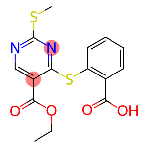 2-{[5-(ethoxycarbonyl)-2-(methylsulfanyl)-4-pyrimidinyl]sulfanyl}benzoic acid